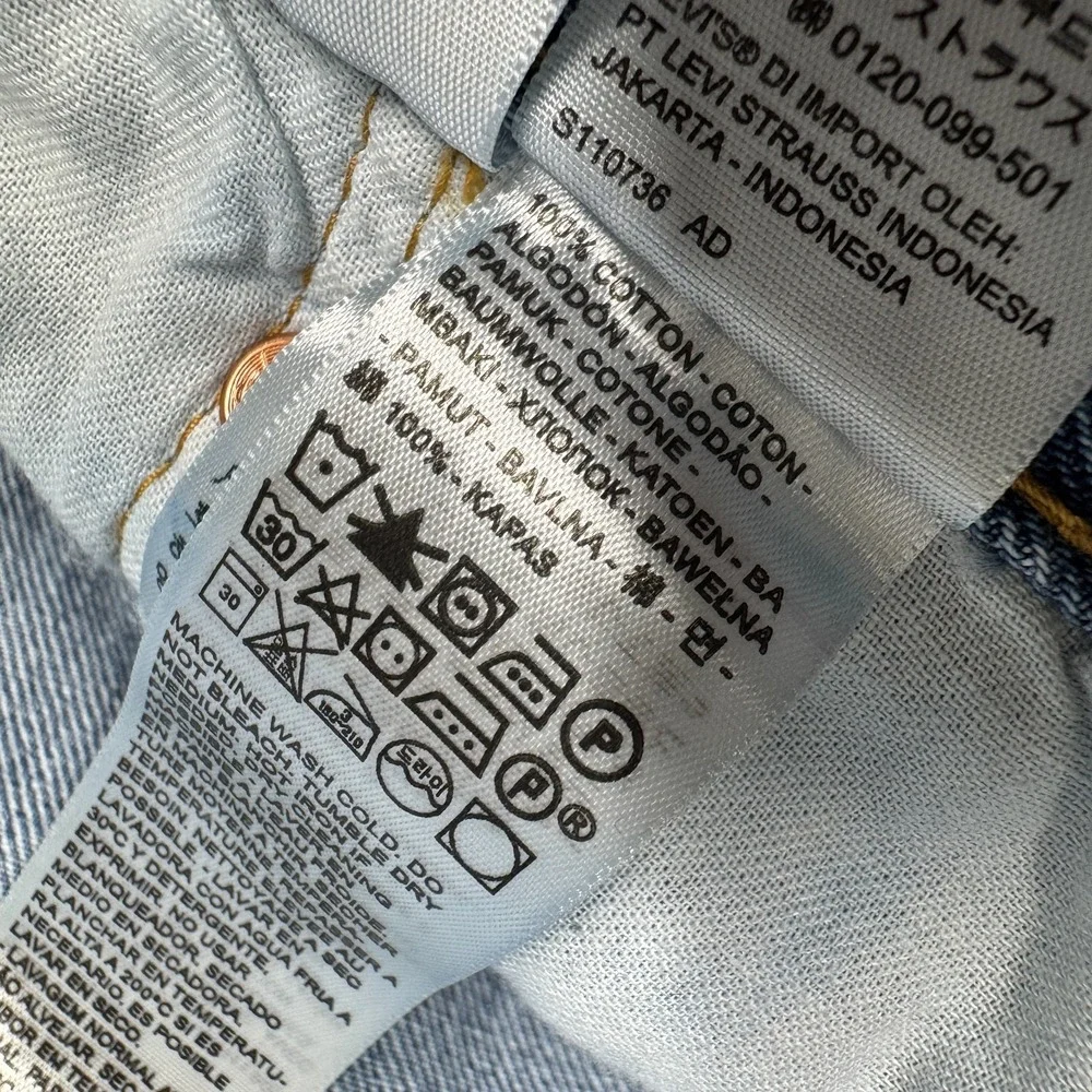 Levis 501 Jeans Blue Regular Straight Fit Faded Stonewash Denim Men's 42x32